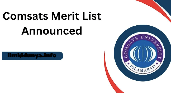 COMSATS Lahore CUI Merit List 2024 Download PDF
